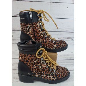 Lorren Lace Up Leopard Print Coach High Top Boots SIZE 6B 7166